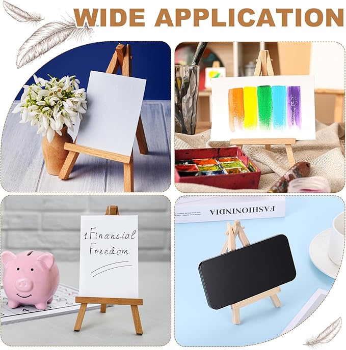 MECCANIXITY Mini Wood Display Easels, 4.9"x2.8"A-Frame Painting Tabletop Easels - Image 5