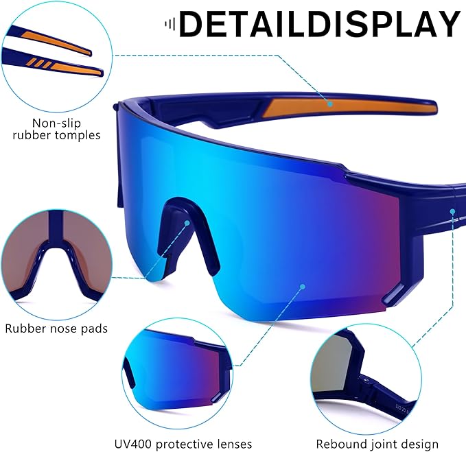 COASION Kids Baseball Sunglasses - Baseball Sunglasses for Boys Girls With Strap - Sports Softball Shades Age 3-10