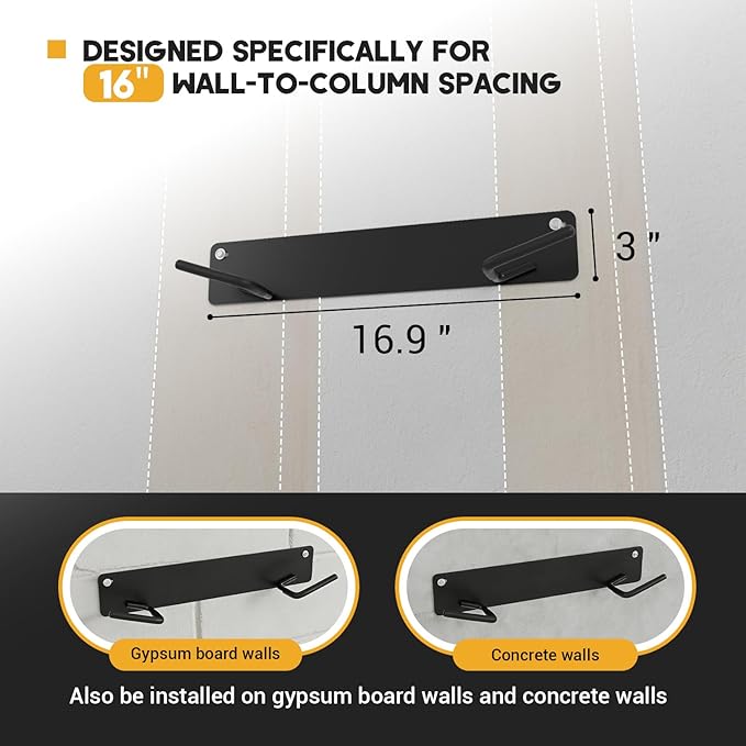 Golf Bag Wall Mount for Garage, with Anti-Slip Hooks, Wall Mount Golf Bag Holder, Space Saving Heavy-Duty Wall Mount Organizer for Golf Bags & Accessories, 2 Pack