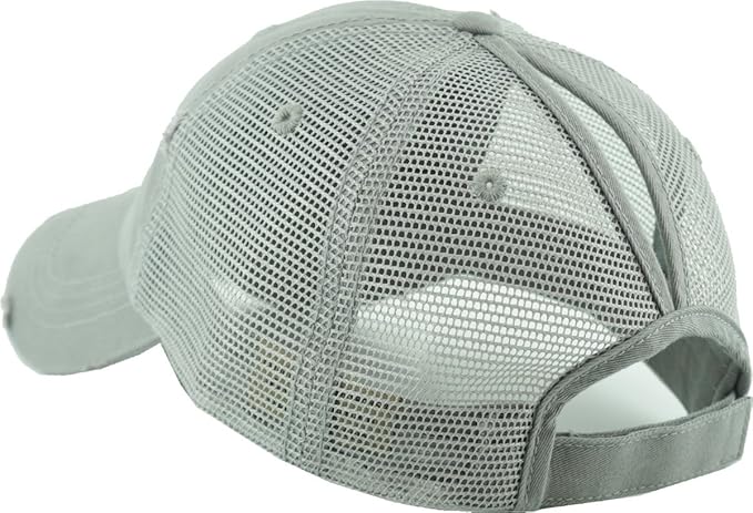 Classic Plain Ponytail Messy High Bun Headwear Adjustable Cotton Trucker Mesh Glitter Hat Baseball Cap