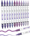 Guangna 12 Purple Dual Tip Acrylic Paint Markers, Brush Tip & Chisel Tip by GuangnaArtSupplies