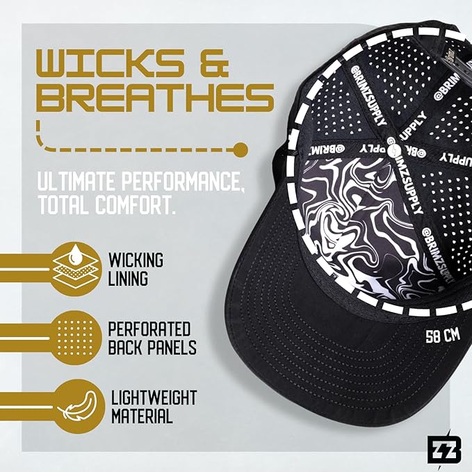BRIMZ Outdoor Performance Hat - Water & Sweat Resistant Hats - Breathable & Moisture-Wicking Snapback