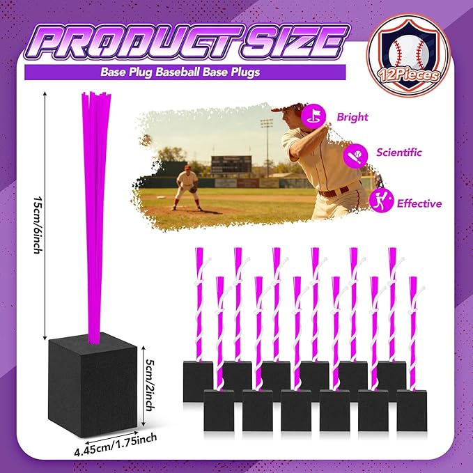 Shappy 12 Pieces Baseball Base Plugs with Tassel Heavy Duty Anchor Plugs for Baseball Field and Softball Accessories