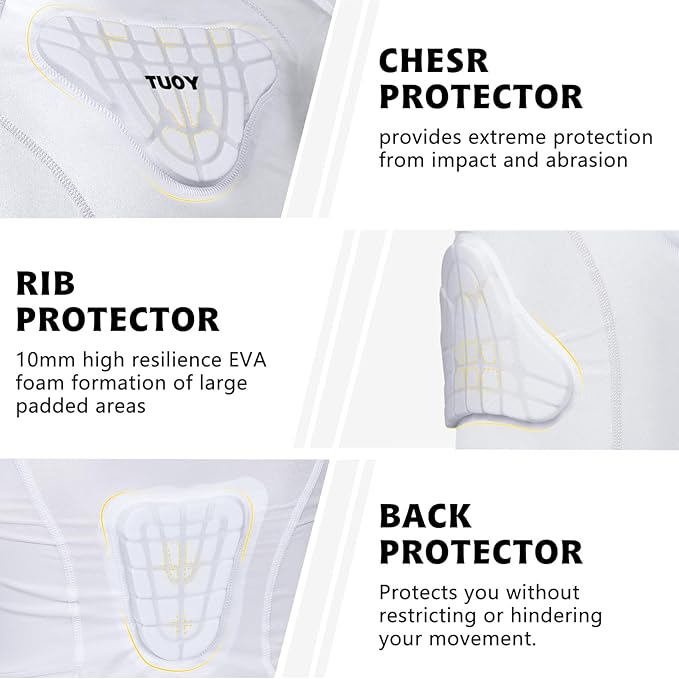 Youth Padded Compression Shirt Vest Rib Chest Protector Football Baseball