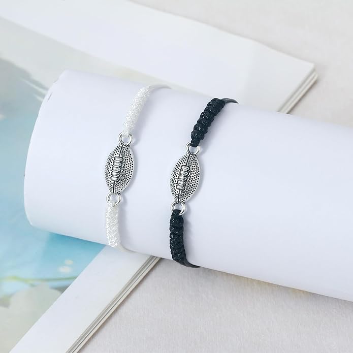 SmileBelle 2 PCS Sport Bracelets, Graduation Bracelets Volleyball Soccer Gifts Baseball Basketball Bracelet Football Jewelry for Son Daughter Fans as Sport Accessories Jewelry