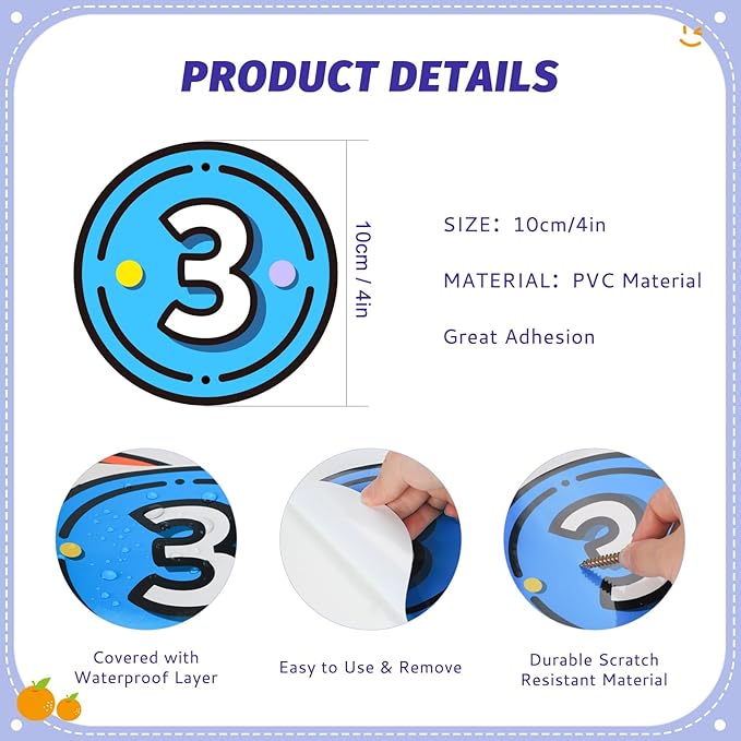 40PCS Line Up Spots for Classroom Floor, 4” Floor Numbers Stickers for Back to - Image 2