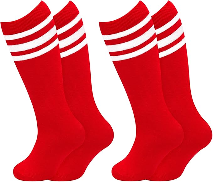 Sarfel Kids Soccer Socks Toddler Soccer Socks Girls Boys Soccer Socks Kids Tube Socks with Stripes Toddler Knee High Socks