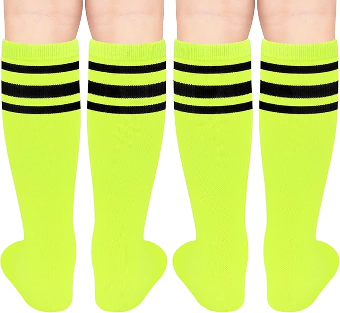Sarfel Kids Soccer Socks Toddler Soccer Socks Girls Boys Soccer Socks Kids Tube Socks with Stripes Toddler Knee High Socks