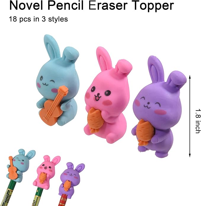 HILAZA 18Pcs Pencil Top Erasers - Image 2