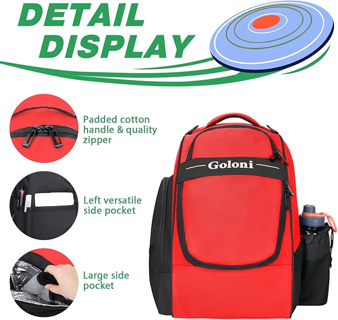Disc Golf Bag Holds 23+ Discs,Durable Disc Golf Backpack with cooler compartment,Large Capacity Frisbee Bags