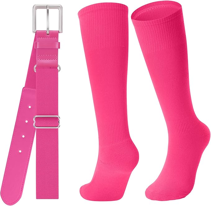 Baseball Socks and Belt for Youth Adult Softball Socks Combo Elastic Waist Belt for Men Kids Boys Girls Women JASGOOD
