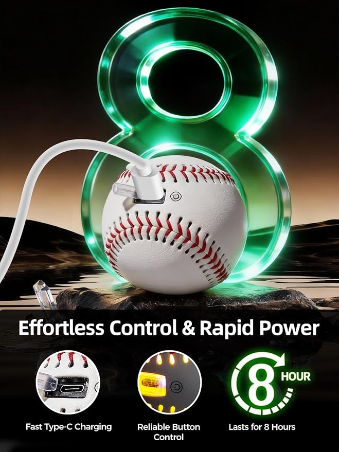 Light Up & Glow-in-The-Dark Baseball with Bluetooth Speaker, Sports Gifts for Baseball Fans, Boys 8-12, Teens & Adults, Unique Accessories