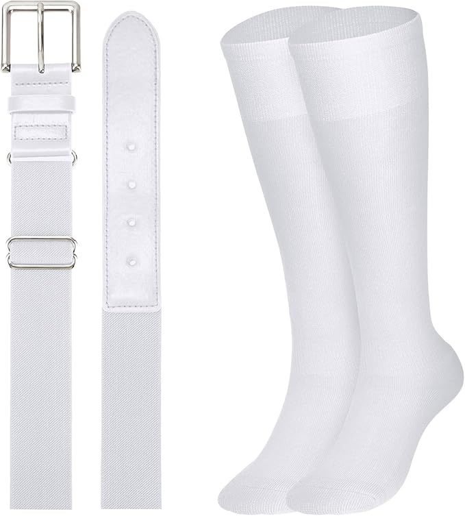 XZQTIVE Baseball Softball Socks and Baseball Softball Belt Combo Set Knee-High Soccer Socks for Kids Youth Adult