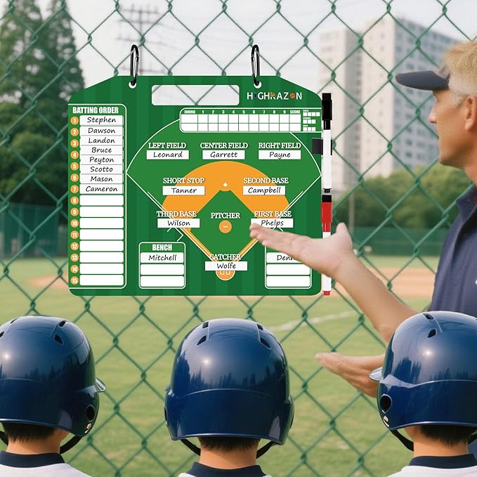 Magnetic Baseball Lineup Board with Bag - Dry Erase Coaching Board for Baseball,Softball Lineup Cards Marker Boards,Baseball Lineup Board for Dugout,Baseball Clipboard for Coaches