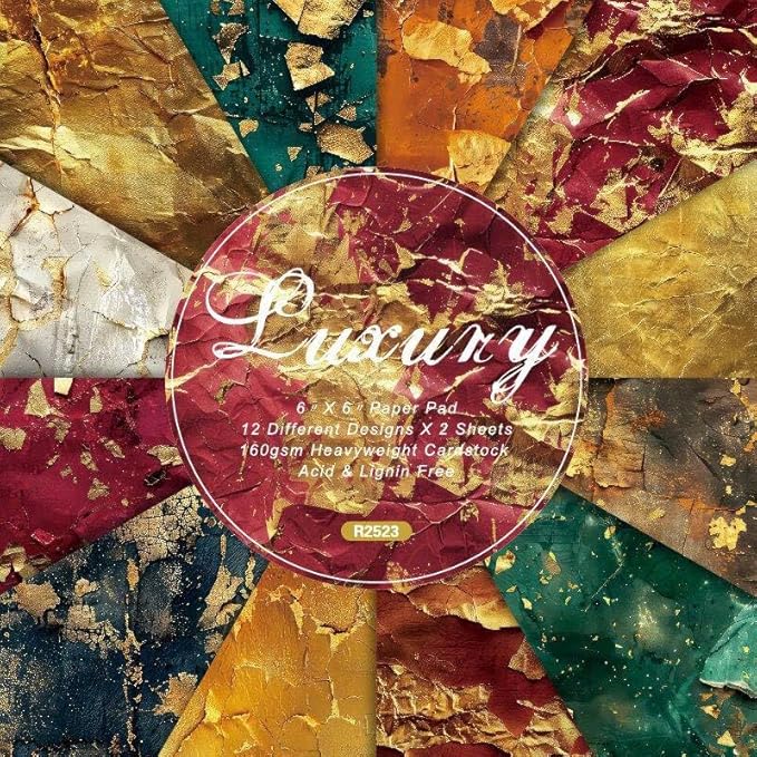 Autumn Scrapbook Paper 6×6, 24 Sheets Single-Sided Fall Gold Patterned Paper by iKammo