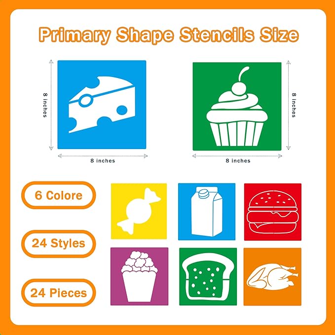 24 Pieces Stencils for Kids, Large Drawing Stencils Chalk Template, 8 Inches - Image 2