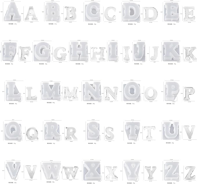 26 Pack A-Z Letter Resin Casting Molds - Image 4