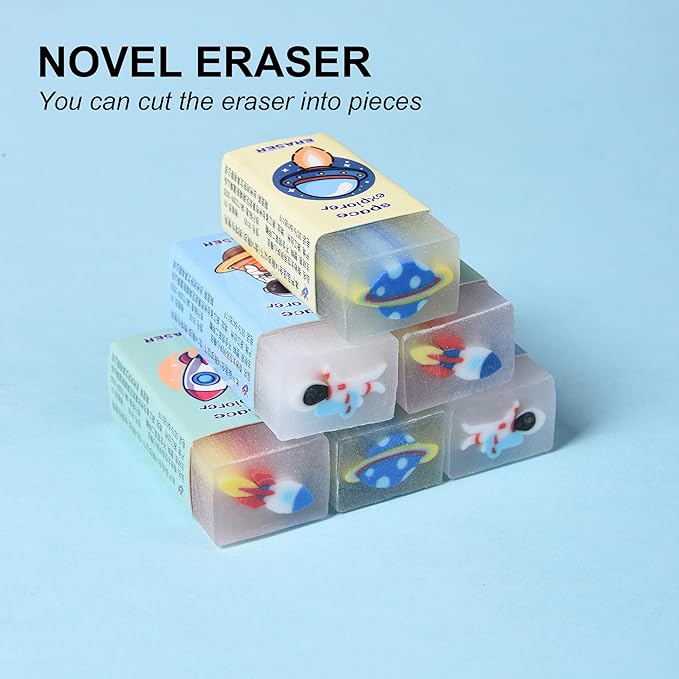 18Pcs Cute Outer Space Themed Erasers - Image 3