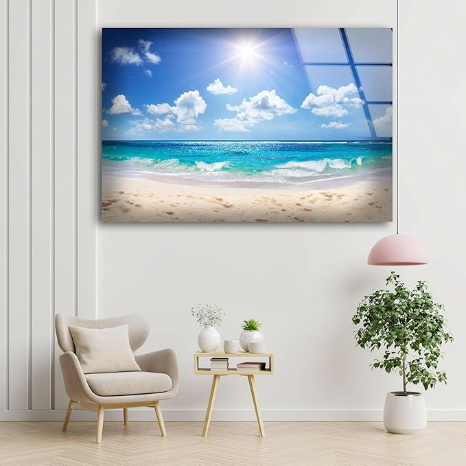 My Photostation.com 20Wx14H'' Summer Beach Landscape Glass Wall ArtTempered - Image 3