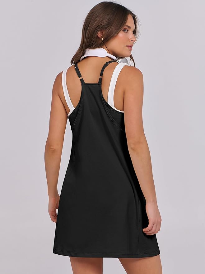 ANRABESS Women Summer Dress 2026 Beach Vacation Outfits Tennis Athletic Workout Romper Dress Built in Shorts Travel Clothes