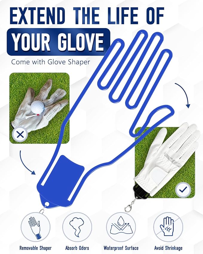 GLORIEROO Active Carbon Fabric Odor - Absorbing Golf Glove Holder Case with Glove Shaper - Fits Golf Club Bag, Multifunctional Golf Organizer for Phone, Tees, Divot Tool, Golf Gifts for Men & Women