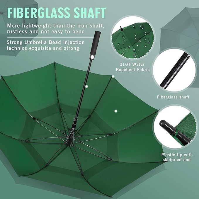 ZOMAKE Golf Umbrella Windproof, Extra Large Oversized Heavy Duty Double Canopy for Rain, Sports Games & Push Cart(51/54/62/68/72Inch)