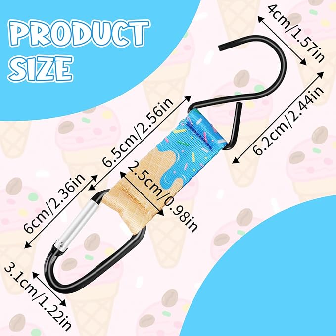 Eyourlife Dugout Organizer Fence Hook Baseball Softball Gift for Bag Backpack Glove Helmet Drinking Bottle Hanging with Name Luggage Tag Charms Team Gift for Coach Mom 6set Blue ice Cream drip 1 Hook