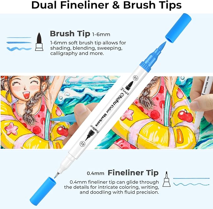Ohuhu Markers for Adult Coloring Books No Bleeding 100 Colors Coloring Markers - Image 3