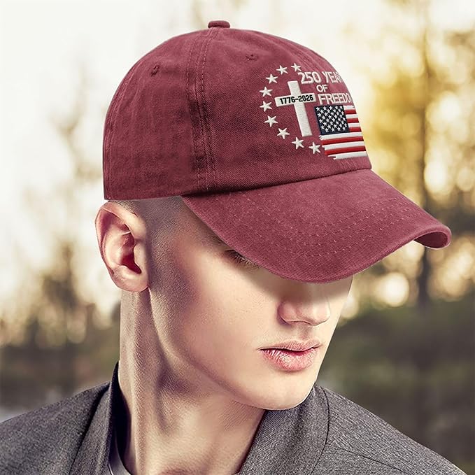 US 250th Anniversary Hat, Patriotic Embroidered Cap, 1776-2026 Freedom Celebration, 250 Years American History Gift Patriots