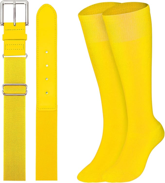XZQTIVE Baseball Softball Socks and Baseball Softball Belt Combo Set Knee-High Soccer Socks for Kids Youth Adult
