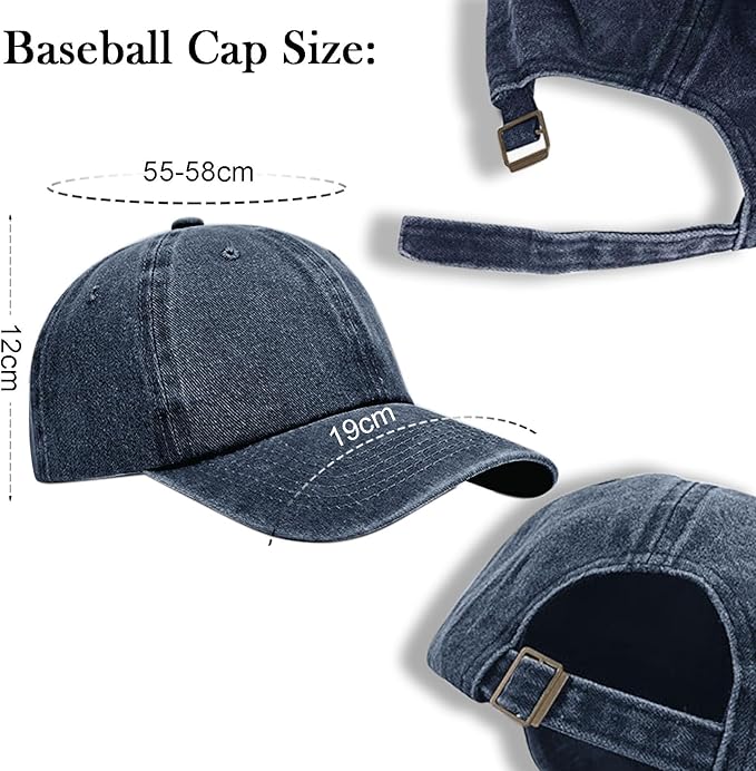 3 Pack Men Womens Baseball Cap Plain Retro Adjustable Baseball Cap Washed Cotton Dad Hats