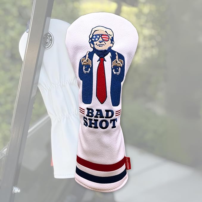 The Original USA Funny Golf Head Covers Trump Bad Shot Driver Fairway Wood Putter Headcover with Madson Golf Cart Magnet for securing Golf Head Cover, Donald Trump Merchandise, Dad Gifts for Birthday
