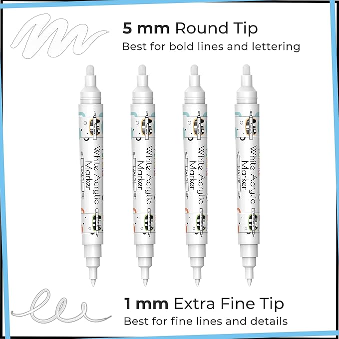 4 Dual Tip White Paint Pen - Image 2