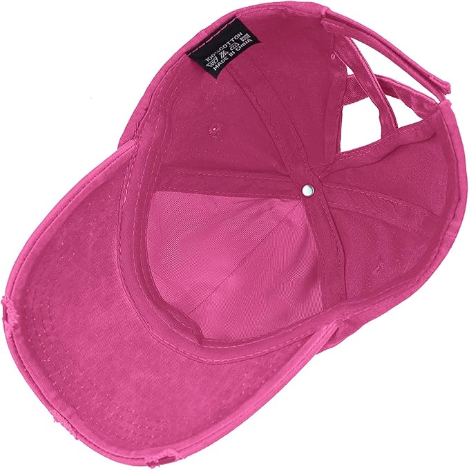 Womens Criss Cross Ponytail Baseball Cap Distressed Ponytail Hat High Messy Bun Trucker Ponycap for Outdoor Sports