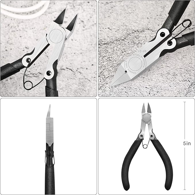 BOENFU 5 inch Precision Flush Cutters Multi-functional Wire Snips, Electronics - Image 2