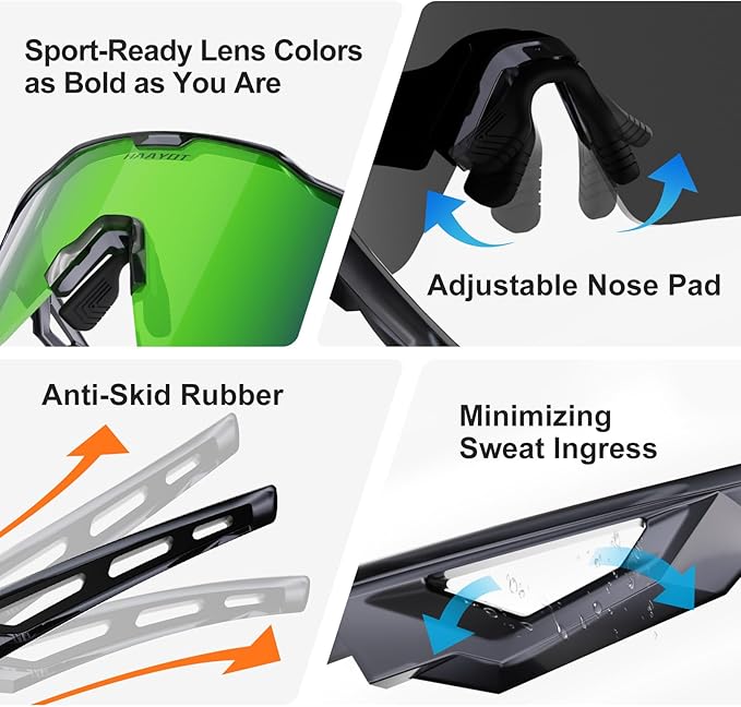 HAAYOT Polarized Sports Sunglasses for Men Women Youth Baseball Cycling Running Softball Biking Glasses 5 Lenses