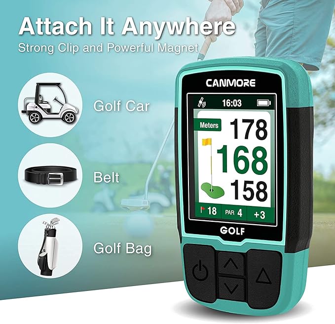 CANMORE HG200 Golf GPS Handheld & Case - Full-Color Display with 41,000+ Essential Golf Course Data and Score Sheet - Water Resistant, Black
