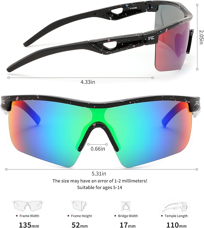 FEISEDY Kids Teens Baseball Polarized Sunglasses Sports TR90 Frame Boys Girls Cycling B2454