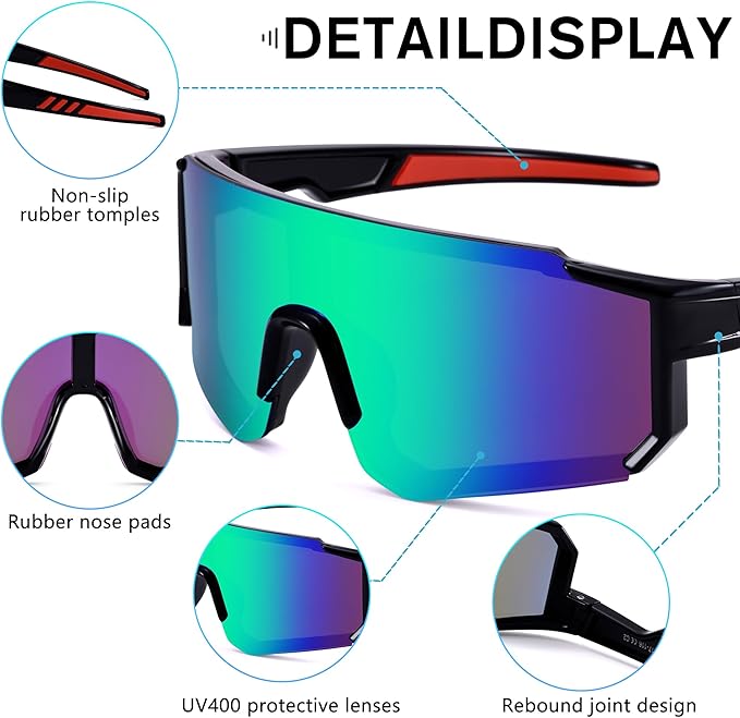 COASION Kids Baseball Sunglasses - Baseball Sunglasses for Boys Girls With Strap - Sports Softball Shades Age 3-10
