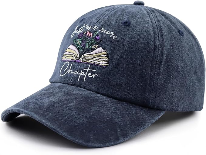 Just One More Chapter Hat for Men Women, Funny Adjustable Cotton Embroidered Book Lover Bookish Baseball Cap