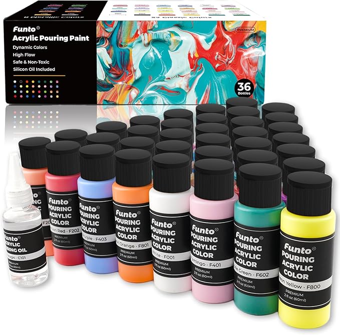 Funto Acrylic Pouring Paint Set, 36 Bottles, by FUNTO