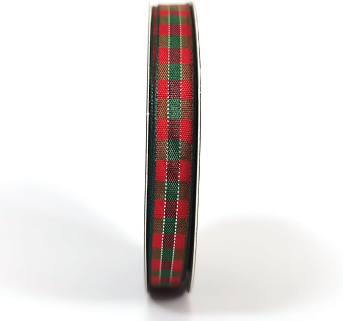 Micomon X'Mas Gingham Ribbon Green Red Metallic Gingham Ribbon 25 Yards Each - Image 3