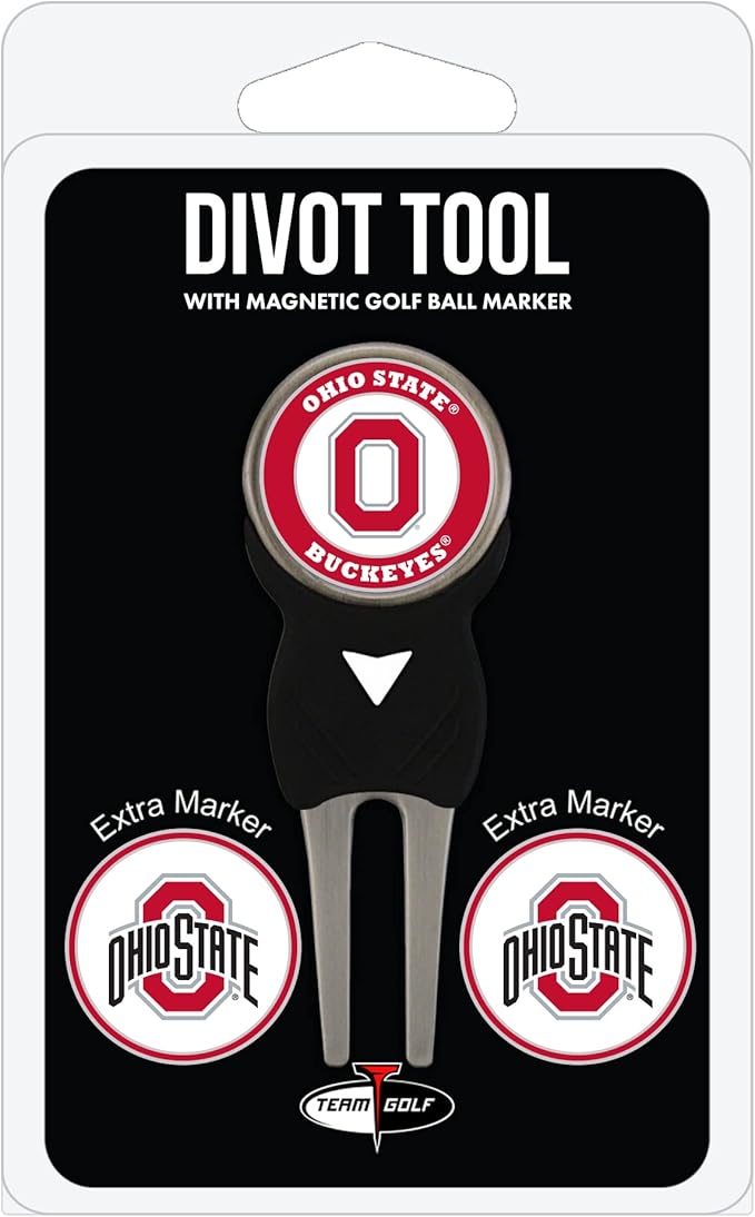 Team Golf NCAA Unisex-Adult Team Golf NCAA Divot Tool with 3 Golf Ball Markers Pack, Markers are Removable Magnetic Double-Sided Enamel