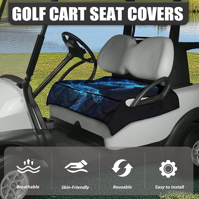 Golf Cart Seat Covers, Universal Golf Cart Seat Towel Blanket with 4 Front Pockets & Nonskid Bottom Fits for Club Car 2 Person Seats Golf Carts