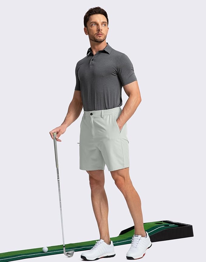 Pinkbomb Men's Golf Shorts with 6 Pockets Stretch Quick Dry Hiking Work Dress Shorts for Men