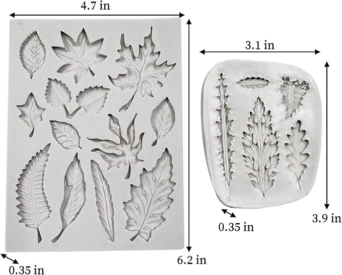 2PCS Leaf Silicone Molds, Tree Leaves Shape Cake Fondant Mold, 3D Unique - Image 4