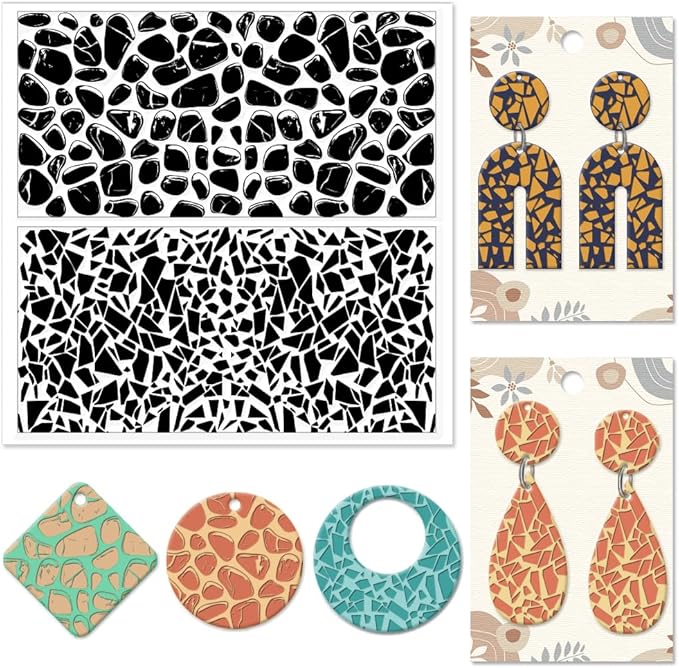 CHGCRAFT Tile Pattern Polymer Clay Texture Sheets Pebble Texture Silicone Clay by chgcraft