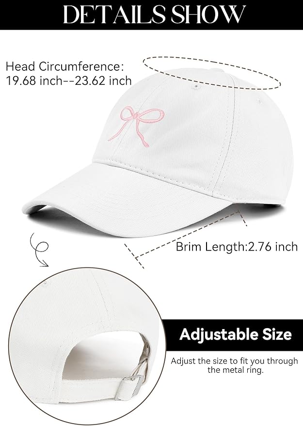 Zando Bow Baseball Cap for Women Men Girls Dad Trendy Adjustable Trucker Hat Cute Y2k Travel Golf Sports Sun Hats Accessories
