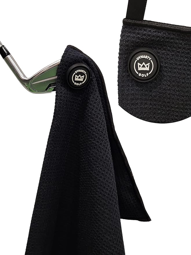 Dynasty Golf Magnetic Golf Towel, 17" x 12.5" Waffle Microfiber Golf Towel with Magnet for Ball and Club Cleaning, Quick Pickup During Play
