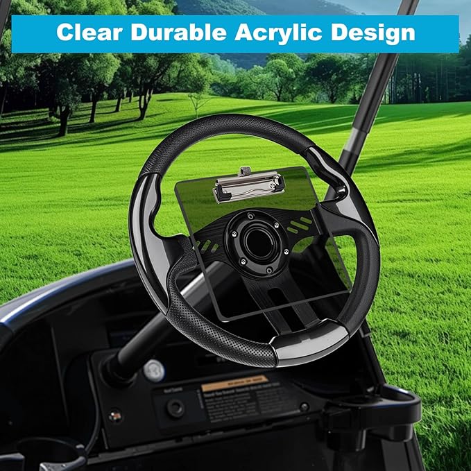 MOSNAI Golf Cart Steering Wheel Scorecard Holder with Pencil Holder & Clip Fit for Club Car DS & Precedent EZGO TXT & RXV Yamaha Golf Carts